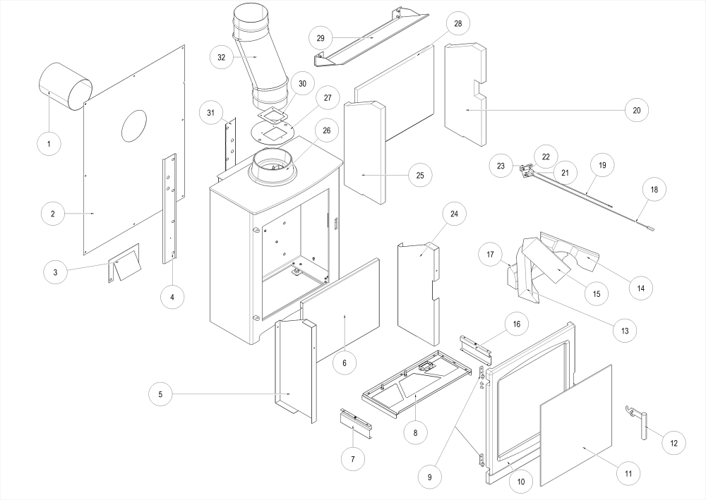 Stove Body Assembly (built before 21062022) BFM Europe Ltd